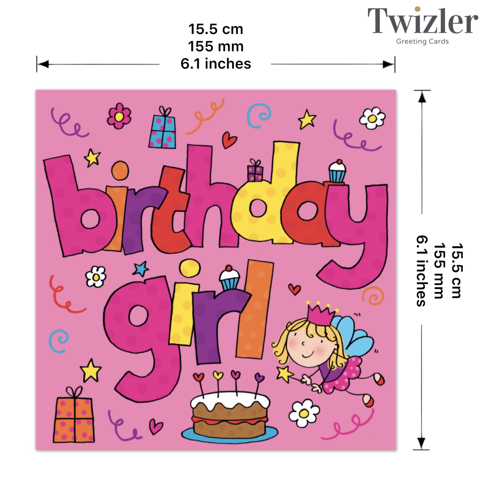 TWIZLER Geburtstagskarte Für Mädchen Mit Waffel-Design – 15,5x15,5 Cm, Inkl. Umschlag