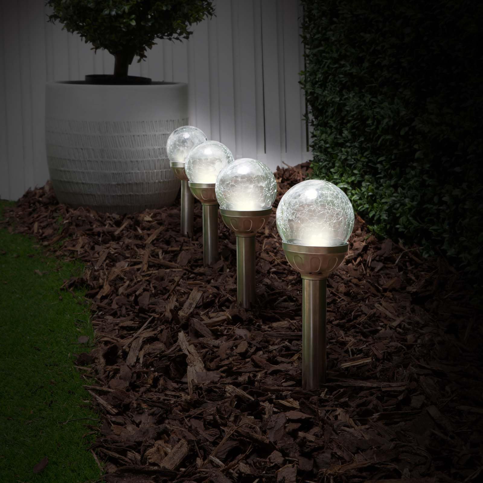Eaxus Zestaw 10 lamp solarnych LED ze stali nierdzewnej w kształcie kuli ze światłem crackle, lampa solarna, dekoracyjna lampa ogrodowa, zmiana koloru