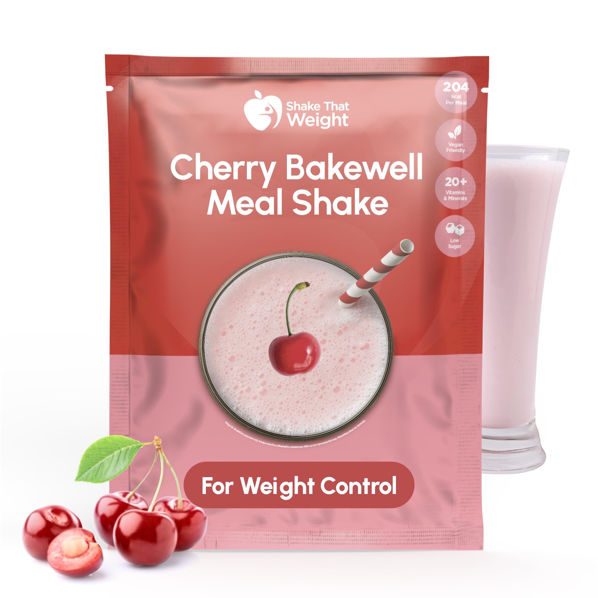 Shake That Weight Diet Shake - Cherry Bakewell - Meal Replacement Plan for Weight Loss - Very Low-Calorie Diet - VLCD - High Protein, Lactose Free, Gluten Free, Low Sugar, Vegan Friendly