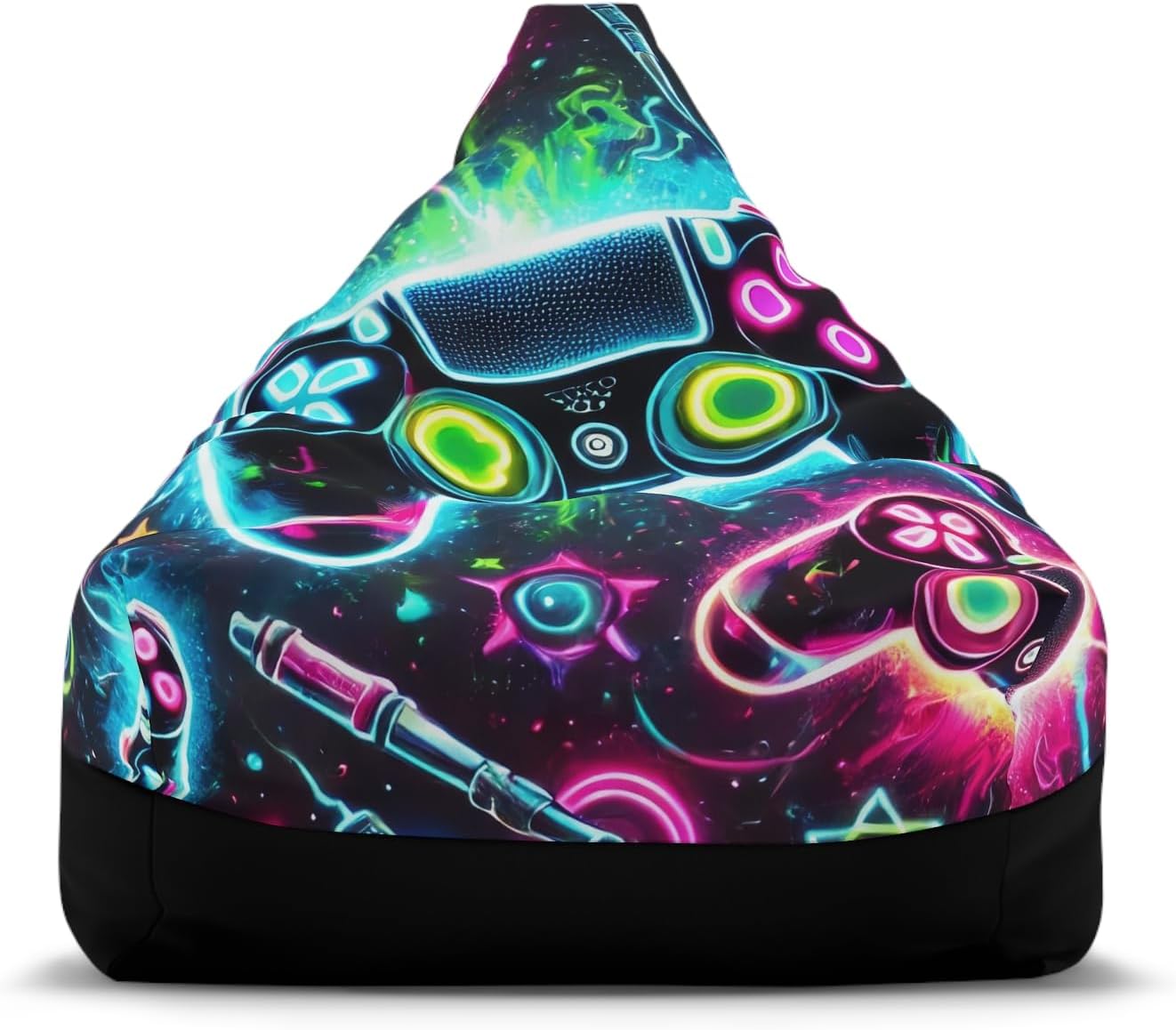 Gaming Bean Bag Chair Cover - Colorful Controller Design, Fun Room Decor