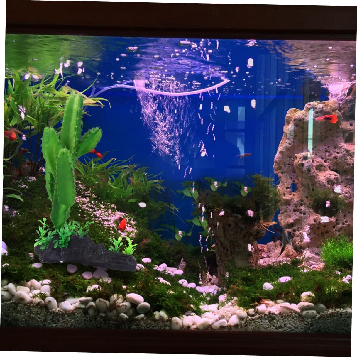 Artificial Aquarium Cactus Plant Simulation Plastic Fish Tank Decor Ornament for Home and Reptile Terrarium Landscaping
