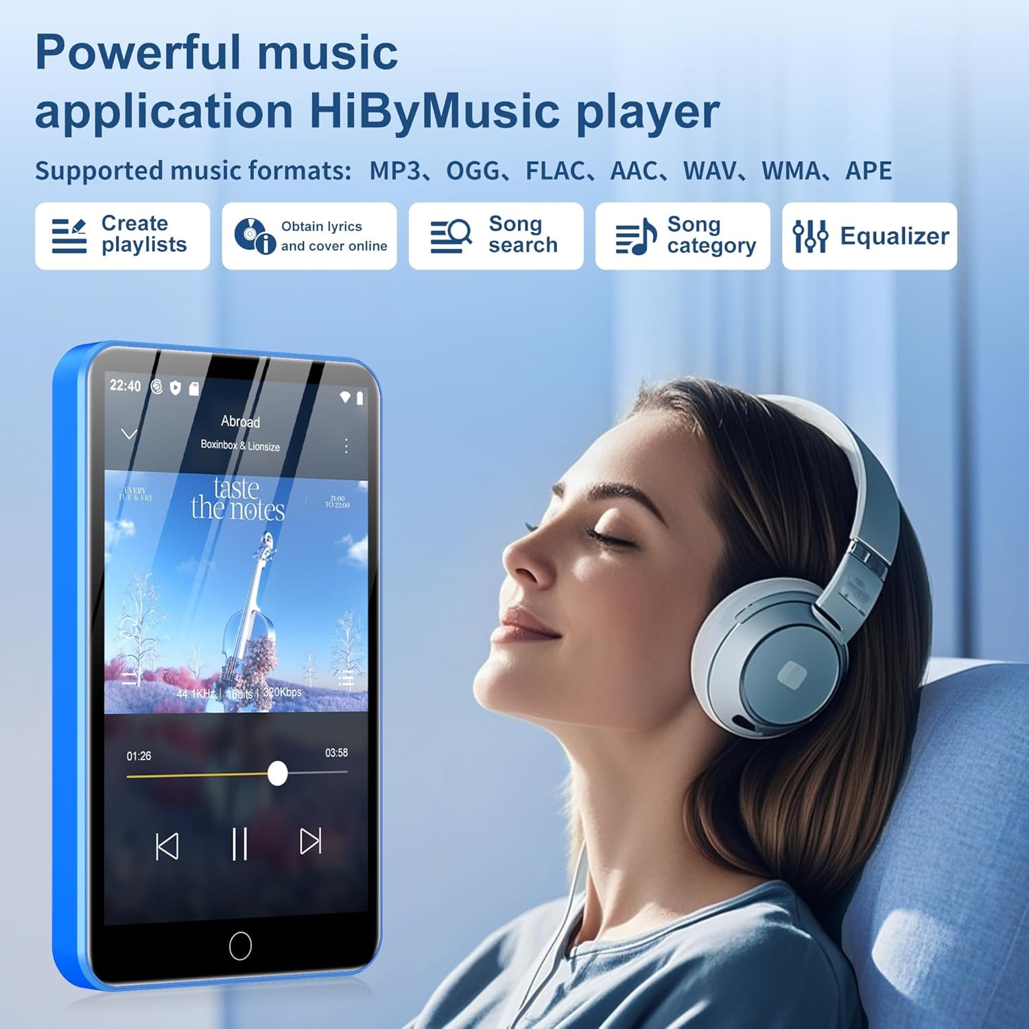 80GB MP3 Player with Bluetooth and WiFi, Diofox Music Player with Spotify,Pandora,Amazon Music,4" Touch Screen Android MP4& MP3 Player for Kids with Libby,Audible,Spotify Kids(Black) (Blue) 7 71z4QR7ea0L. AC SL1500