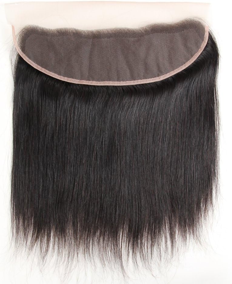 ZSFHair Brazilian Vigin Hair Straight Lace Frontal Closure Ear to Ear 13x4 Free Part Bleached Knots Natural Hairline 14"inch