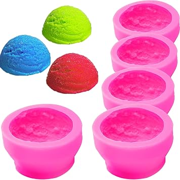 5PCS Scoop 3D Ice Cream Silicone Molds for Wax Melt Candle Soap Cake Making, TuNan Ball Shape Mould for Birthday Wedding Decoration