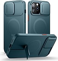 Vista 53 de SURITCH Funda para iPhone 14 Pro Max con cubierta magnética para cámara deslizante y soporte ajustable, compatible con MagSafe, funda protectora