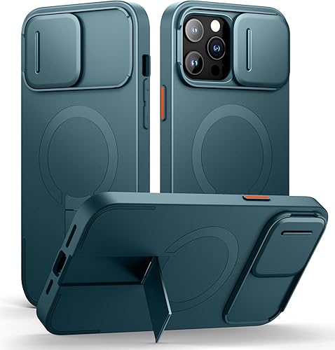 Miniatura 53 de SURITCH Funda para iPhone 14 Pro Max con cubierta magnética para cámara deslizante y soporte ajustable, compatible con MagSafe, funda protectora