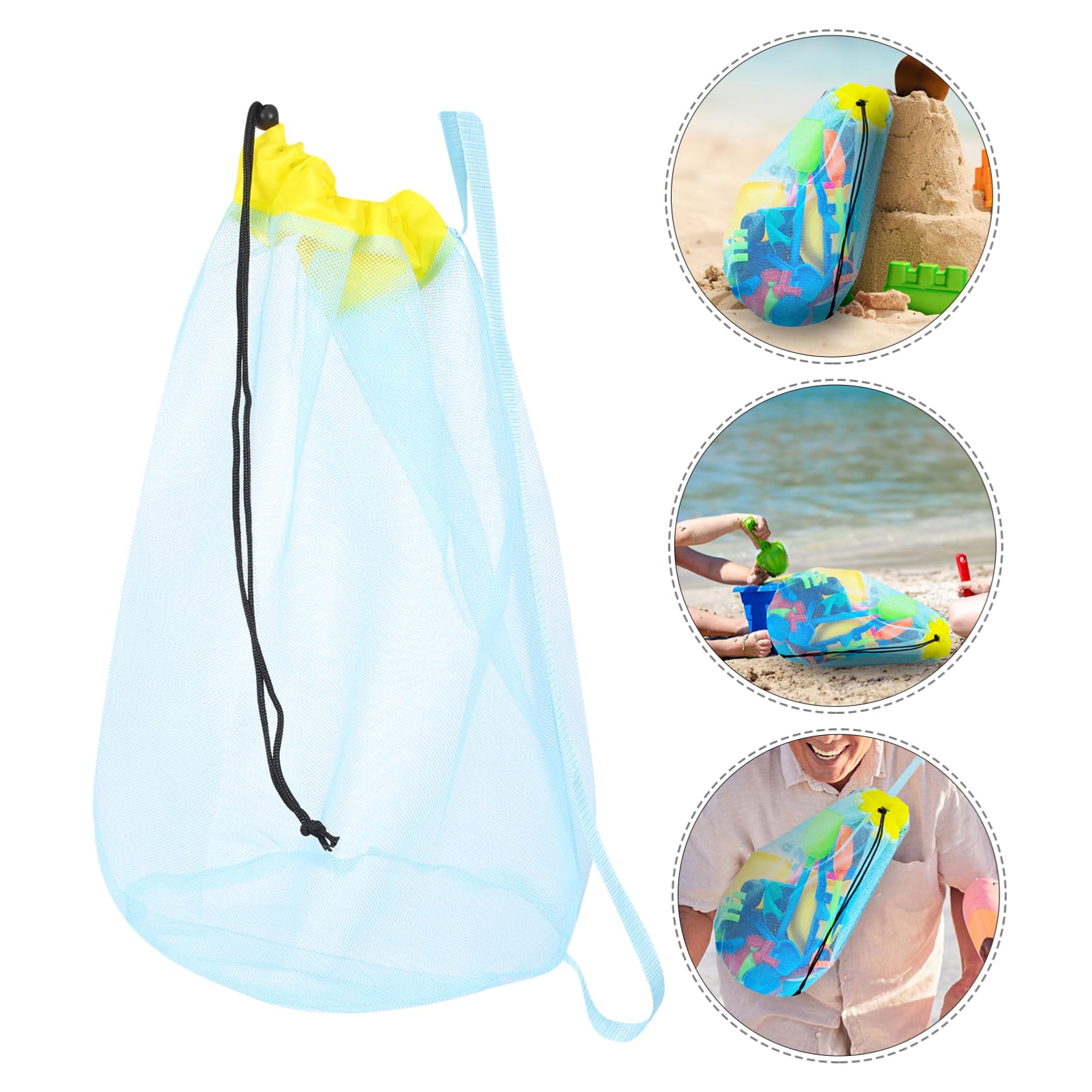 GALPADA 5stücke Portable Mesh Strandtasche Mit Kordelzug Robuste Und Leichte Strandtasche Für Junge Mädchen Zur Aufbewahrung Von Sandspielzeug Und Schwimmausrüstung Für Urlaub Am