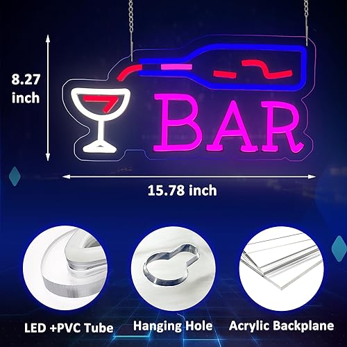 Miniatura 2 de Letreros de barra de neón, luces LED de barra de neón para decoración de cuevas de hombre, luces de neón alimentadas por USB con interruptor,