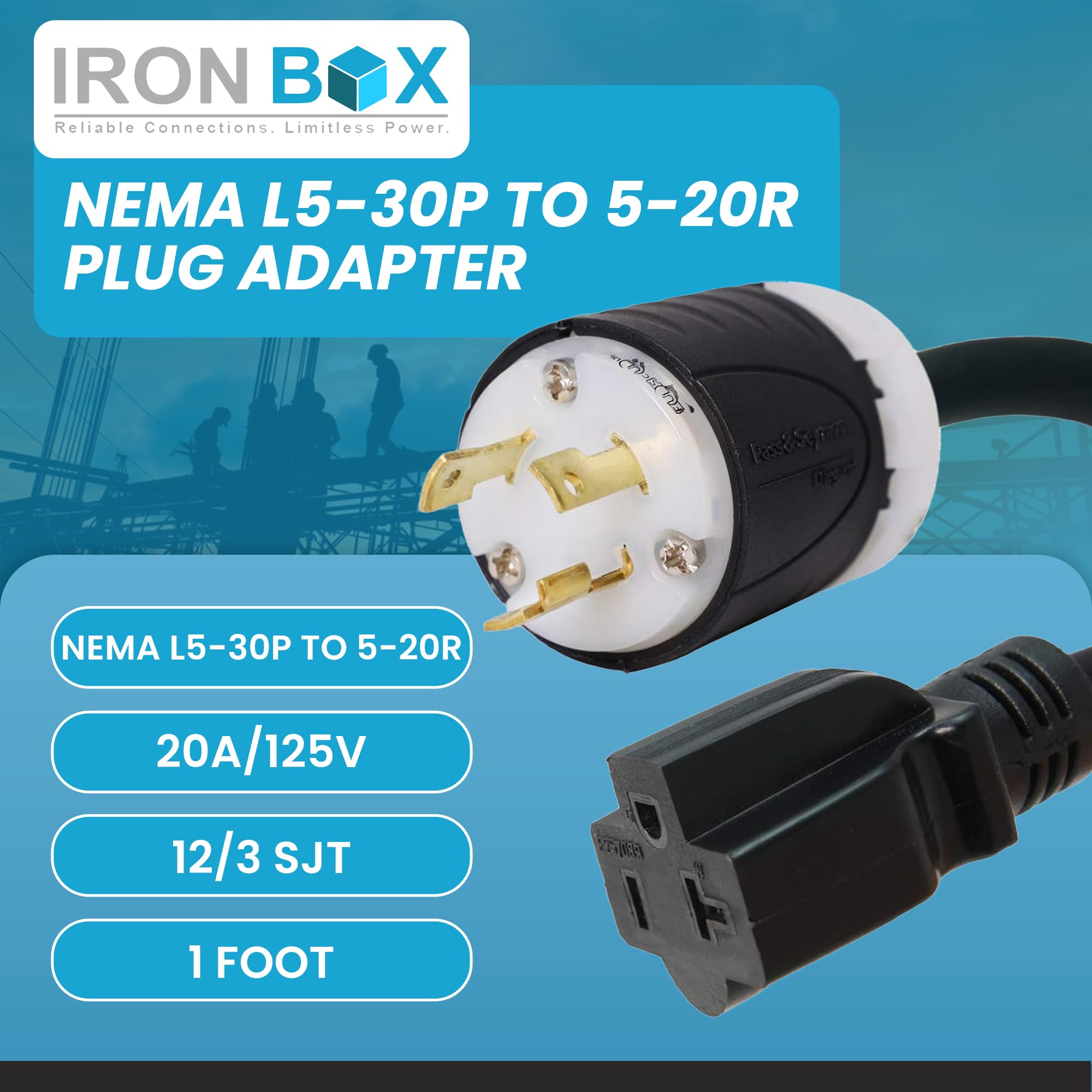 Amazon | IronBox Electric NEMA L5-30P - 5-20R プラグアダプター電源