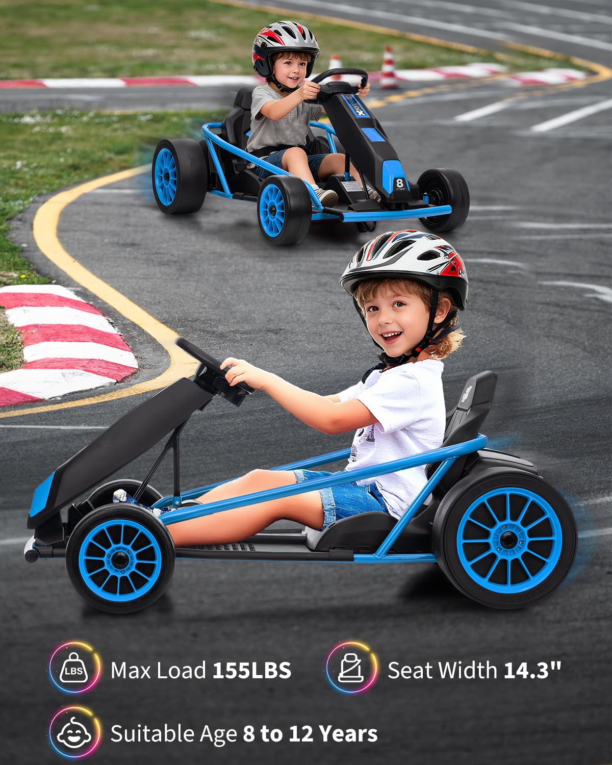Amazon.com: Ride On Go Kart for Kids, 24V 9Ah Battery 2x300W