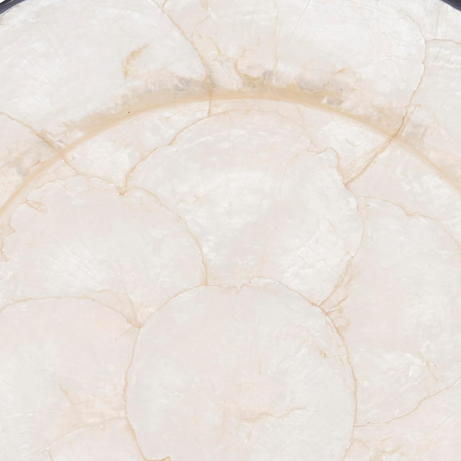 SARO LIFESTYLE Polished Capiz Charger Plate (Set of 4), 13", Black