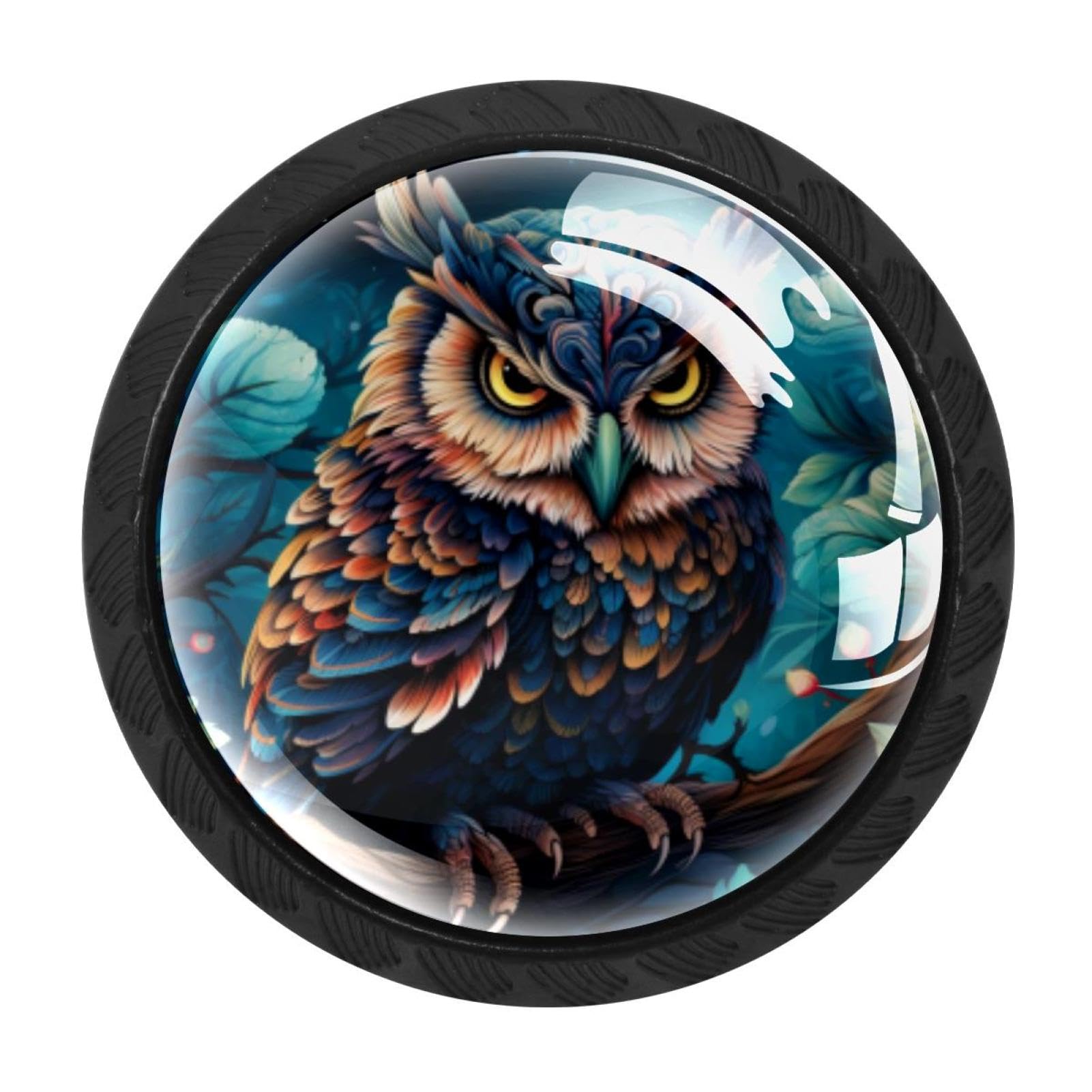 CHENZZZZ 4 Pieces Owl Drawer Knobs, 35mm Black Cabinet Knobs, Drawer Pulls and Knobs, Dresser Drawer Knobs, Cabinet Hardware Kitchen Cabinet Knobs