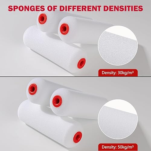 Miniatura 2 de Mister Rui Paquete de 10 fundas de rodillo de espuma de 4 pulgadas, densidad media de 66.1 lbsm, lavables y reutilizables para un acabado suave en