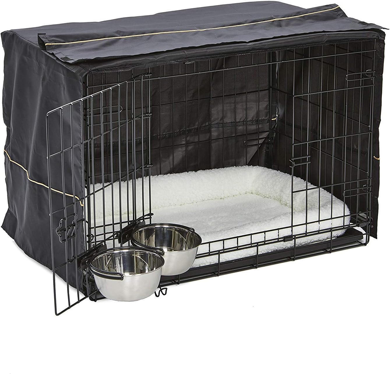 iCrate Dog Crate Starter Kit | 30-Inch Dog Crate Kit Ideal for Medium Dog Breeds (weighing 26 - 40 Pounds) || Includes Dog Crate, Pet Bed, 2 Dog Bowls & Dog Crate Cover : Pet Supplies