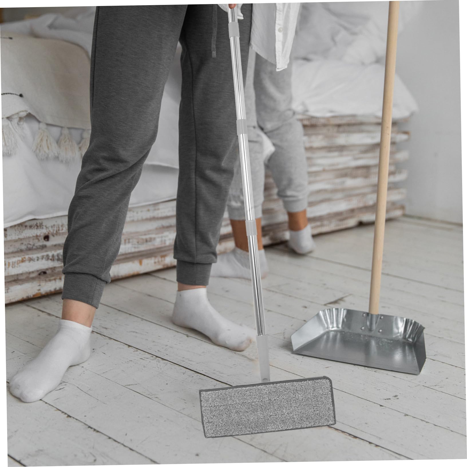 Wischmopp Set mit Eimer und Auswringer Flachmopp für Nass und Trockensaugen Waschbarer Wischmopp mit Mikrofaser-Pads für Wand und Fensterreinigung