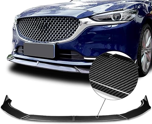 Miniatura 5 de DNA MOTORING 2-PU-501-PCF Aspecto de fibra de carbono, 3 piezas con estabilizadores verticales, borde de parachoques delantero compatible con Mazda