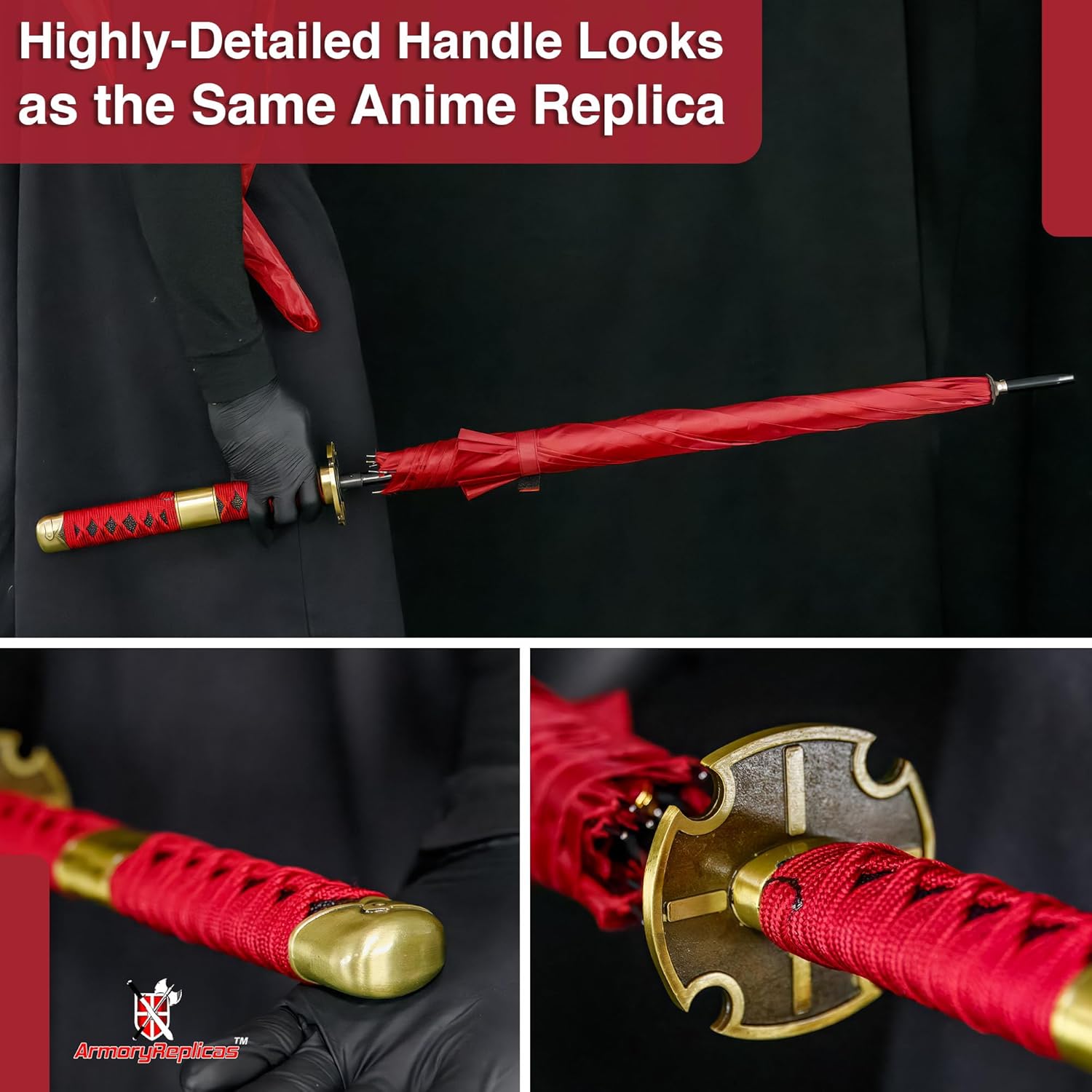 Armory Replicas™ Samurai Katana Sword Umbrella – 39 Inch Japanese Sword Style Handle with Matching Sheath Cover