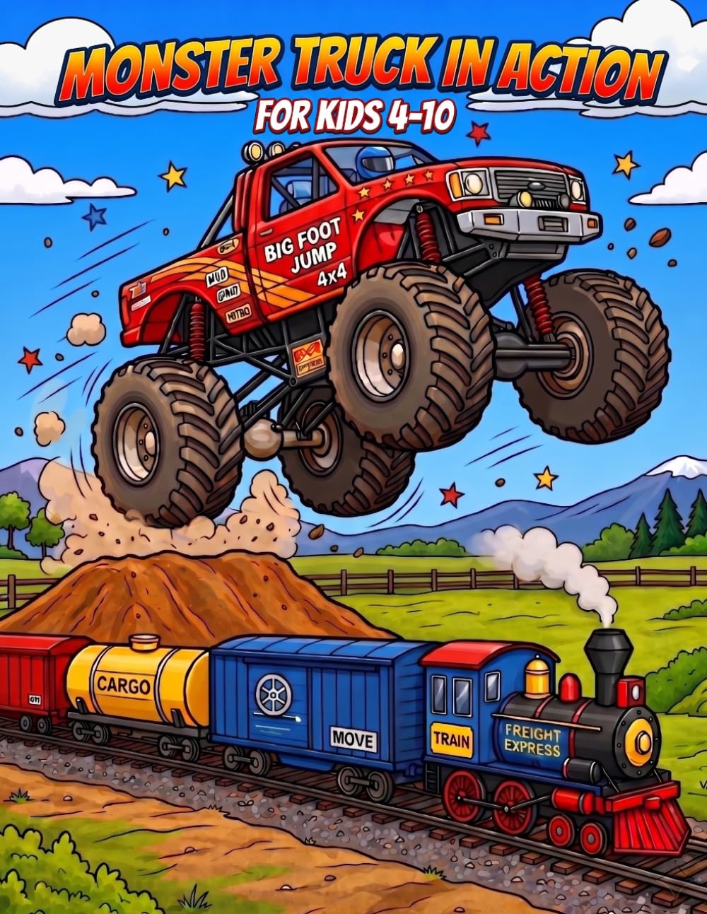 Monster trucks in action:An awesome colouring book: 40 Roaring Trucks, Massive Jumps & Mud-Soaked Adventures — For Boys and Girls Ages 4–8