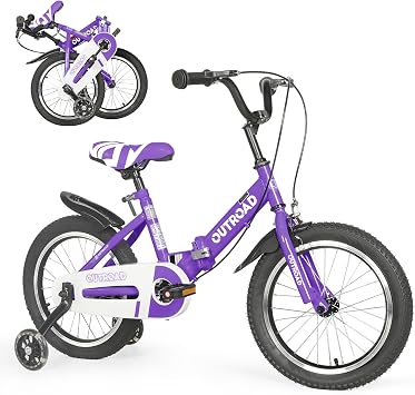 Betterland Folding Kids Bike,14/16/18 Inch Children Bicycle with Training Wheels and Dual Handbrakes Toddler Sport Bicycle for 3-9 Years Old Boys and Girls