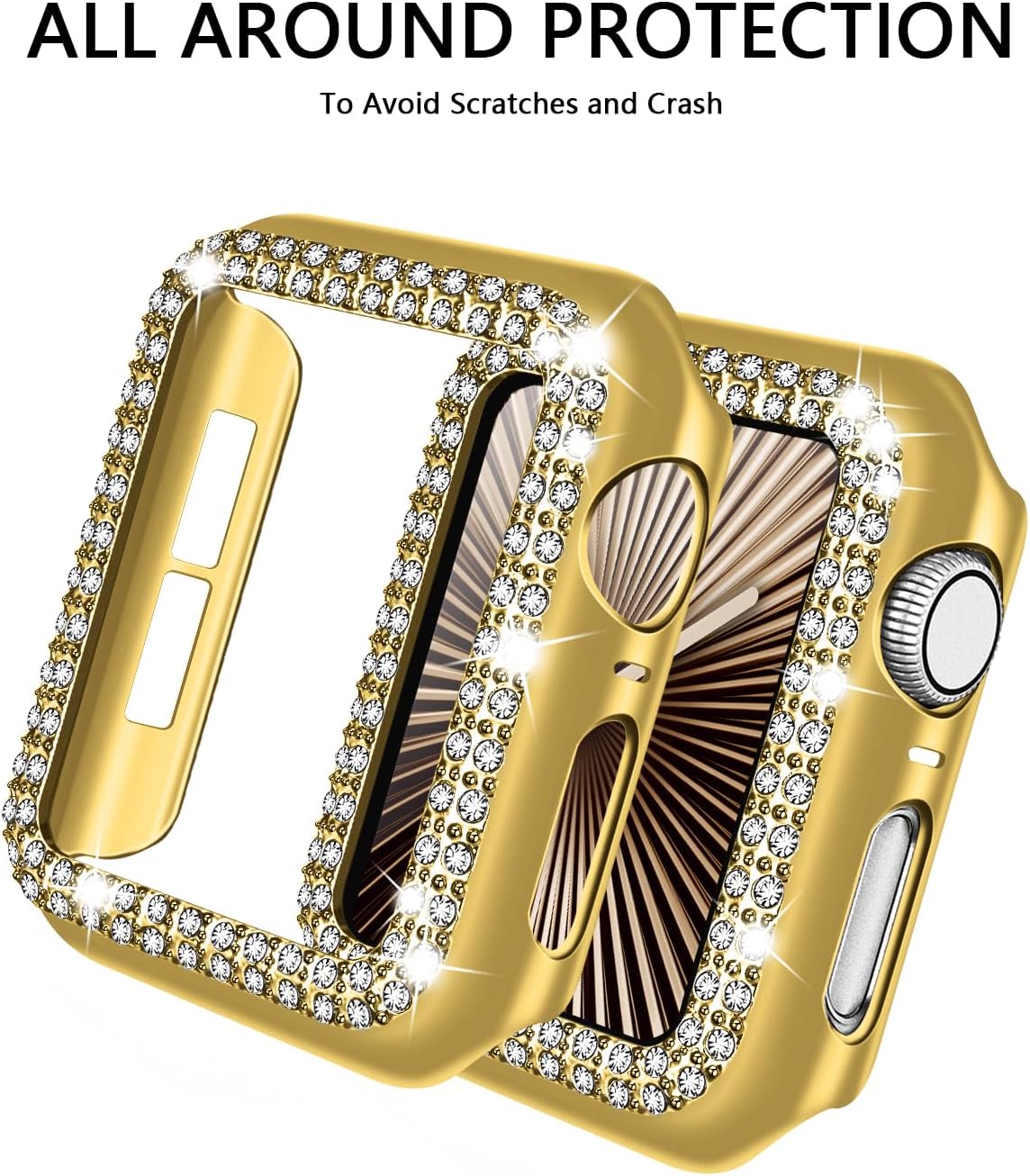 adepoy Compatible for Apple Watch Case 42mm Series 11/10 Bling Rhinestone Apple Watch Protective Case Bumper Frame Screen Protector Case Cover for Women Girl iWatch Series 11/10 42mm Gold image 2