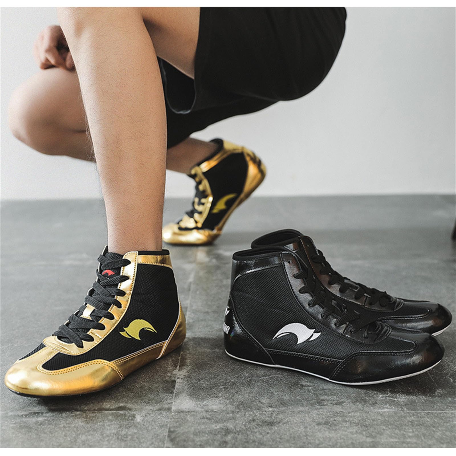 Scarpe da Boxe Uomo Donna Sneaker da Allenamento per Wrestling Stivali da Fitness A Piedi Nudi con Fondo Morbido