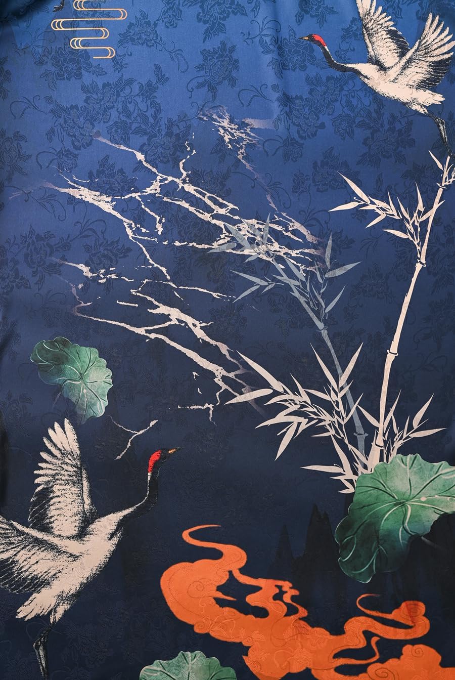 Ledamon Women's Kimono Short Robe - Classic Floral Bathrobe Nightgown - Image 4