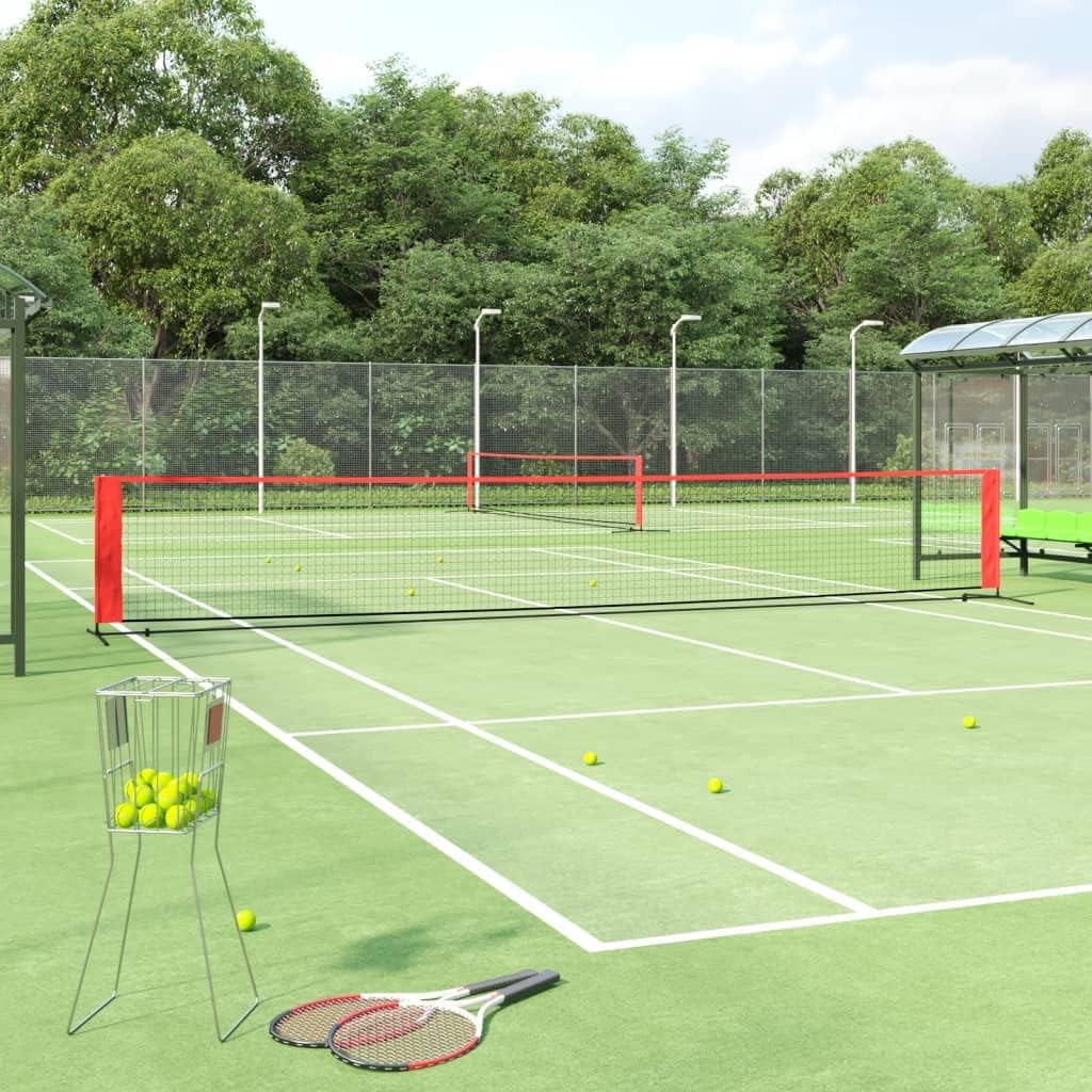 SKM Tennis Net Black and Red 236.2"x39.4"x34.3" Polyester, (Weight 9.17KG)