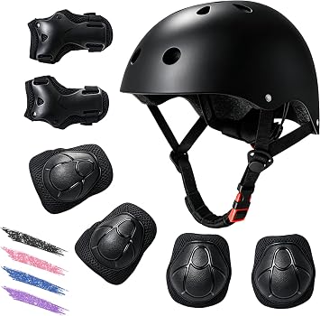 Kids Bike Helmet for Ages 2-14, Adjustable Safety Toddler Helmet with Protective Gear Set, Skateboard Scooter Helmets with Knee Elbow Pads Wrist Guards