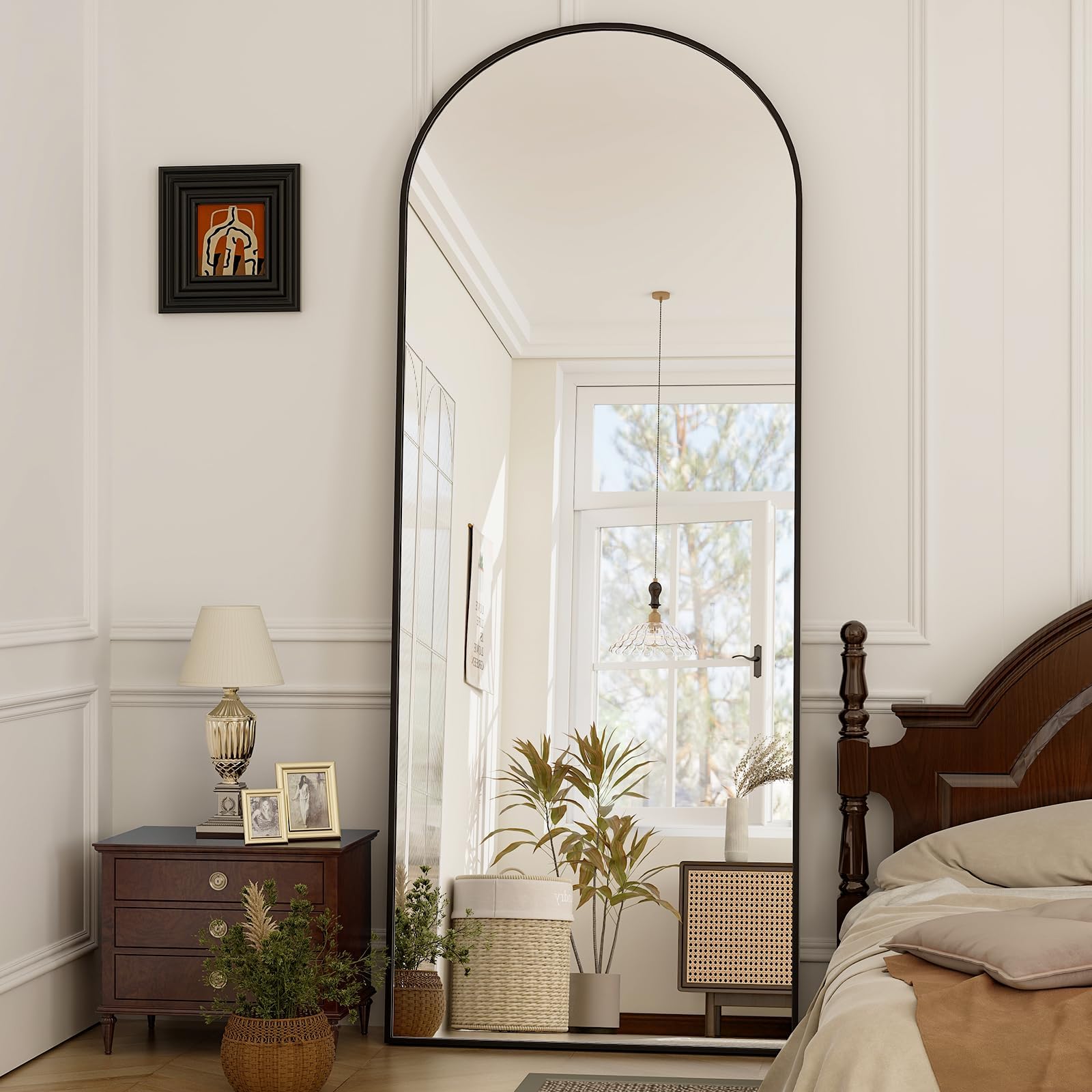 FVANF Floor Mirror, Arched Full Length Mirror Standing