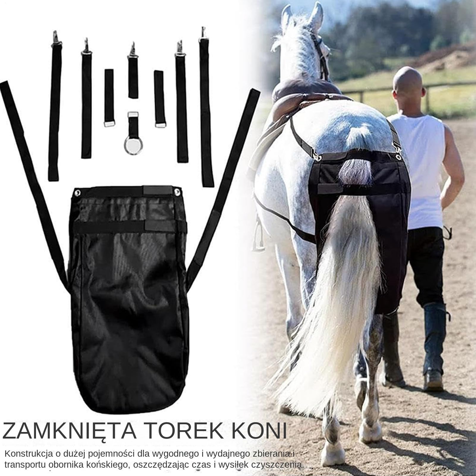 Worek Obornik Koni | Szczelny Wielorazowy Przeno?ny Pojemnik | Wytrzyma?e Worki Ko?ski Nawóz - Transport W Pojazdach Farm? I Codzienne Wydarzenia
