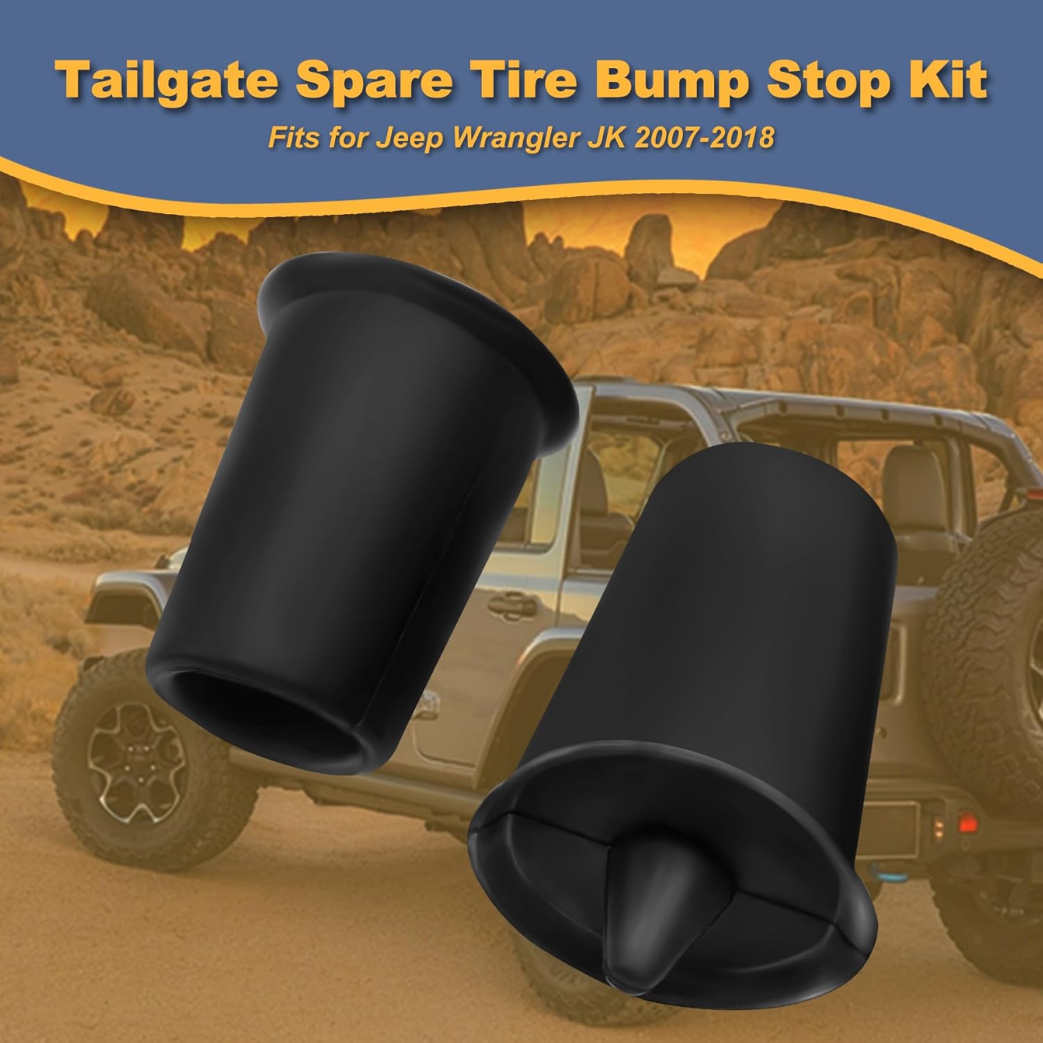 2PCS Tailgate Bump Stop Fits for Jeep Wrangler JK 2007-2018, Spare Tire Carrier Bump Stop Rubber Exterior Accessories Replace 55395993AB