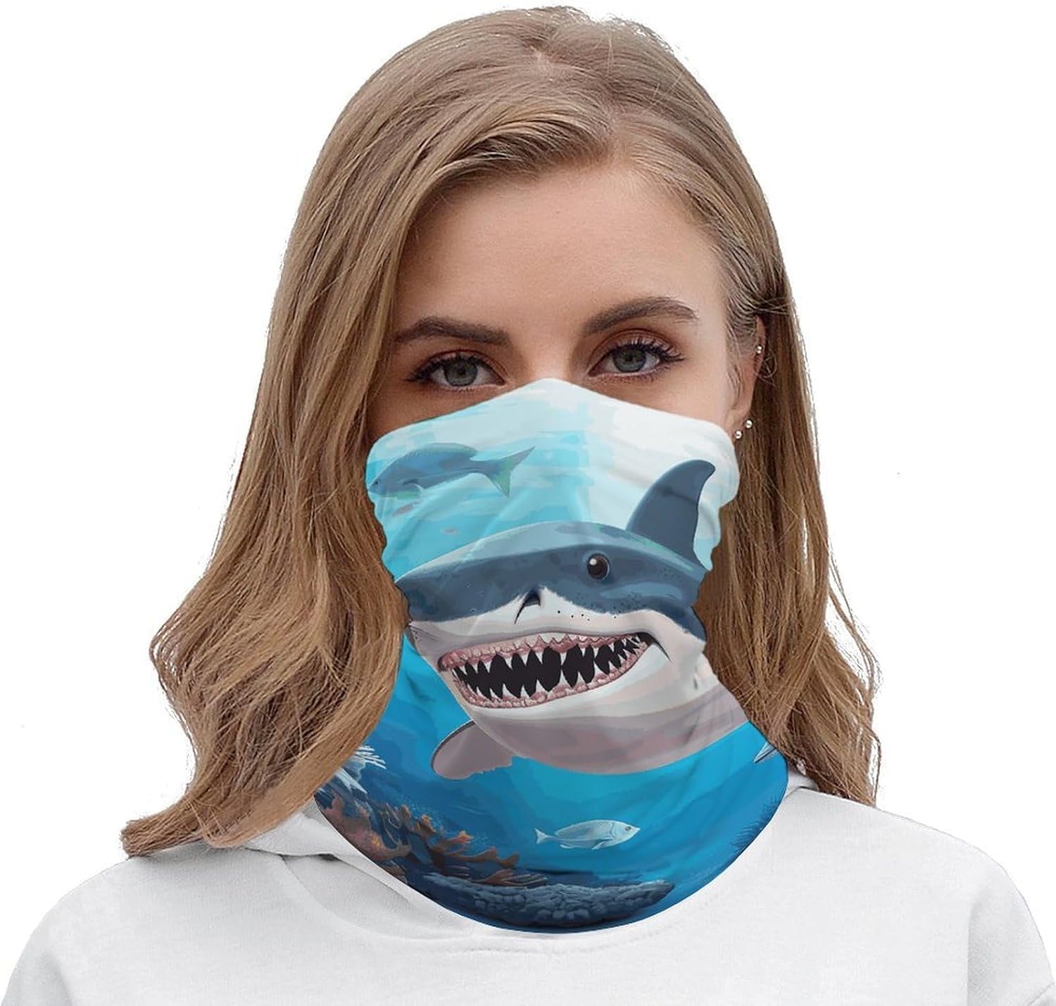 Shark Ocean Theme UV Protection Bandana Neck Gaiter Face Mask image 5