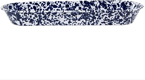 Miniatura 2 de Golden Rabbit Enamelware - Patrón de remolino de cobalto - Cesta ovalada de 16"