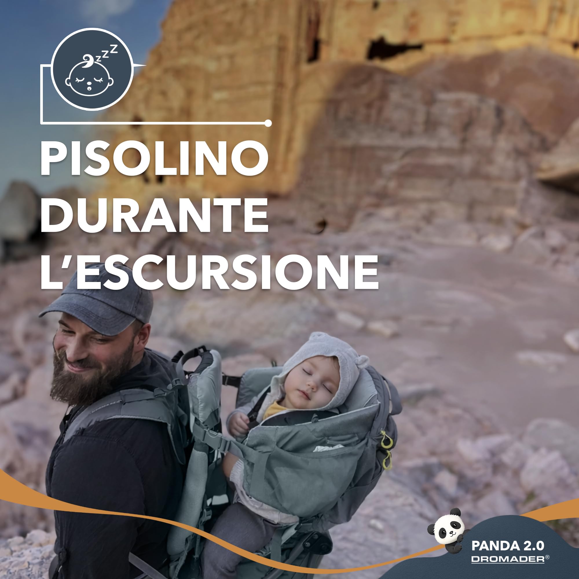 DROMADER Zaino Porta Bambino Montagna con Sedile Regolabile e Parasole Retrattile
