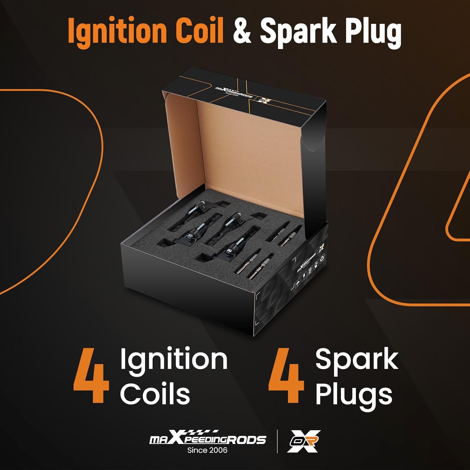 maXpeedingrods UF491 Ignition Coil 6509 Spark Plug for Chevrolet GMC Buick Pontiac Saturn Saab L4 Engine, 2011-2017 Regal Equinox Terrain 2.4L, 2010-2016 Lacrosse 2.4 (Set of 4)