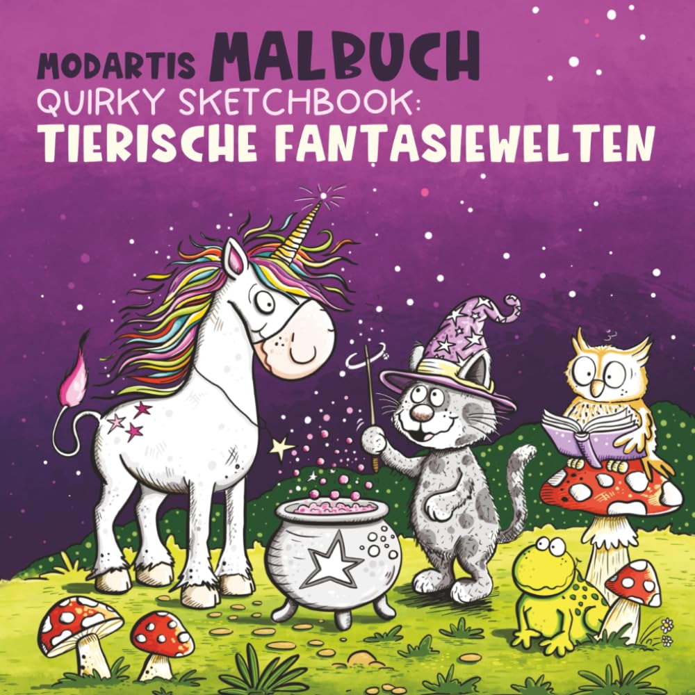 MODARTIS Malbuch Tierische Fantasiewelten Handgezeichnetes Ausmalbuch mit Tieren für Kinder ab 7 und kreative Erwachsene: Quirky Sketchbook