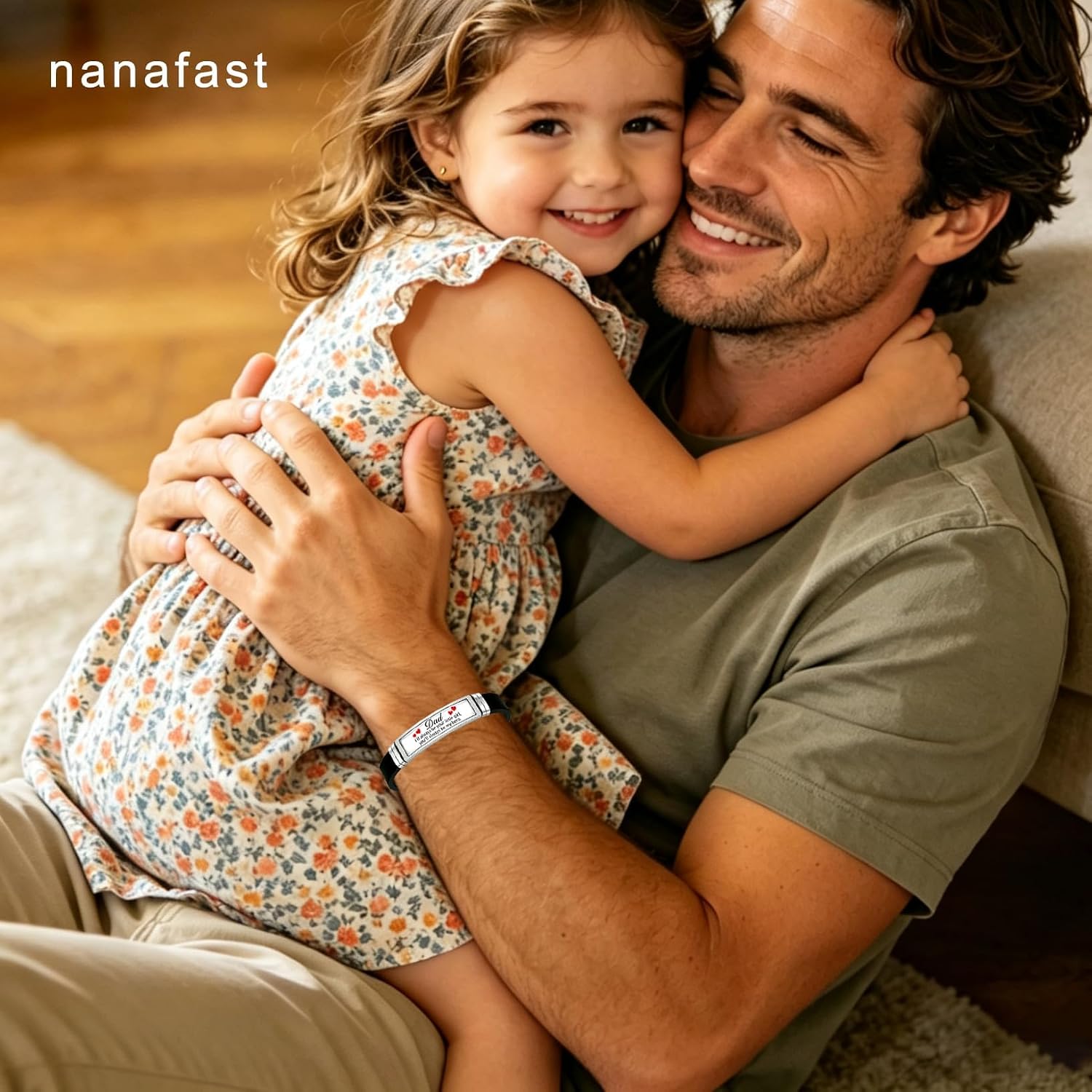 Nanafast Dad Bracelet for Men Stainless Steel & Silicone Fathers Gift from Daughter, Birthday Bracelets for Dad