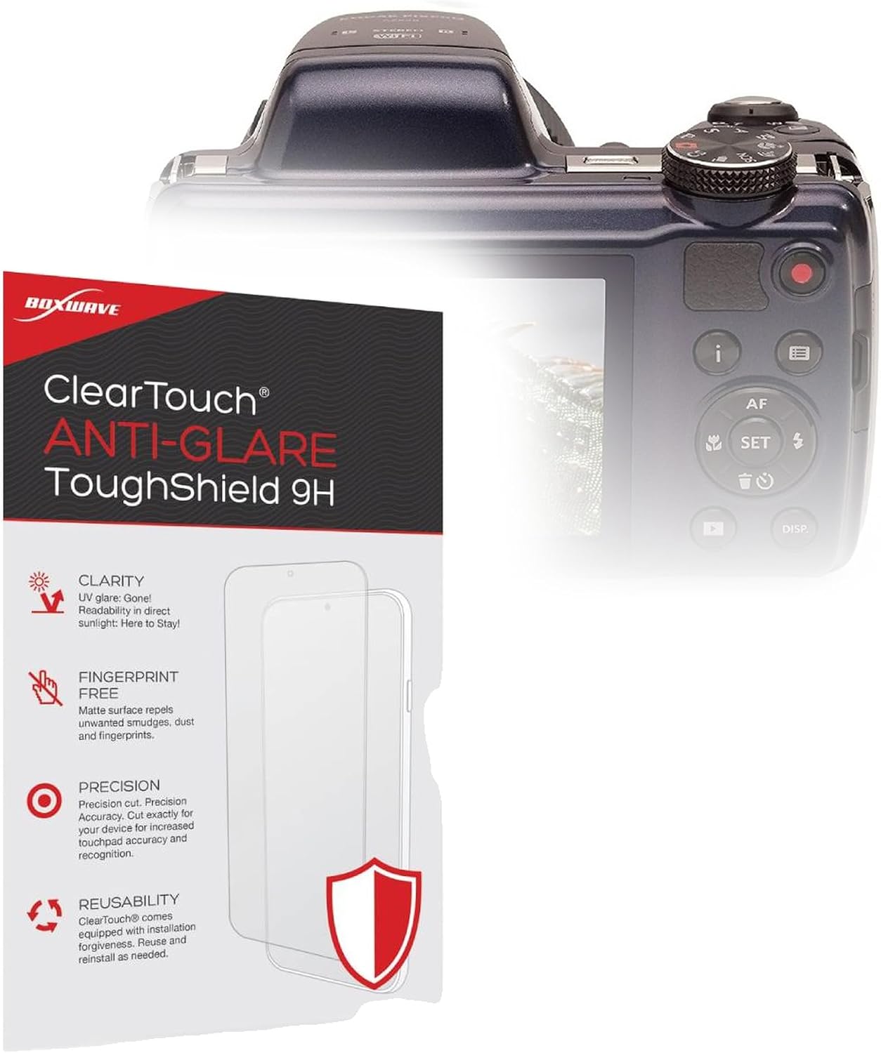 BoxWave Screen Protector Compatible with Kodak PixPro AZ528 - ClearTouch Anti-Glare ToughShield 9H (2-Pack), Anti-Glare 9H Tough Flexible Film Screen Protector
