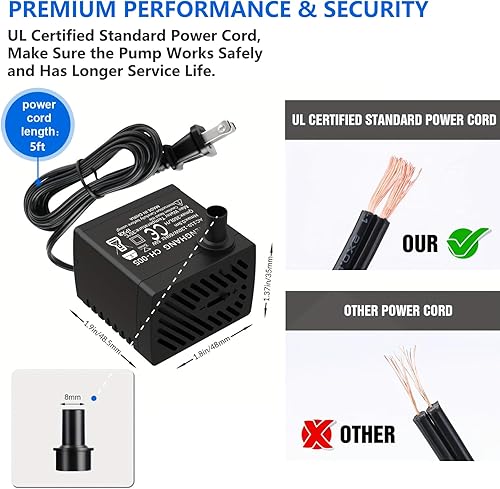 Miniatura 2 de Paquete de 2 mini bombas de agua sumergibles de 80 GPH, bomba de fuente pequeña para estanques, acuarios, peceras, fuentes de mesa, fuentes para