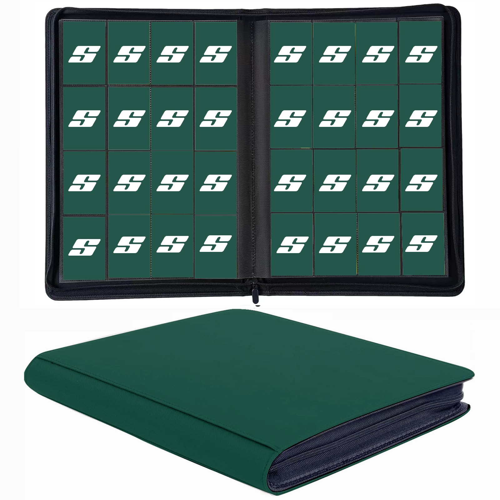 card binder 1000 pockets 1000+ Trading Binder, 16 Pocket Ringless Side Loading Card Holder Album, Trading Card Album Fit for YuGiOh, MTG, TCG, Game Cards, Sports Cards, Business Cards (Green) : Toys & Games * EASY TO USE yugioh alliance insight pack Elspeth Tirel | Phyrexia: Amount:Set of 4