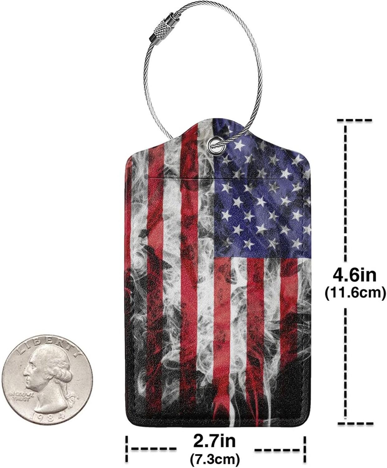 2 Pack American Flag Luggage Tags for Suitcases Unique Us Leather Luggage Tags Identifiers Privacy Cover Id Label with Stainless Steel Loop for Women Men Boys Girls Travel (American Flag) image 5