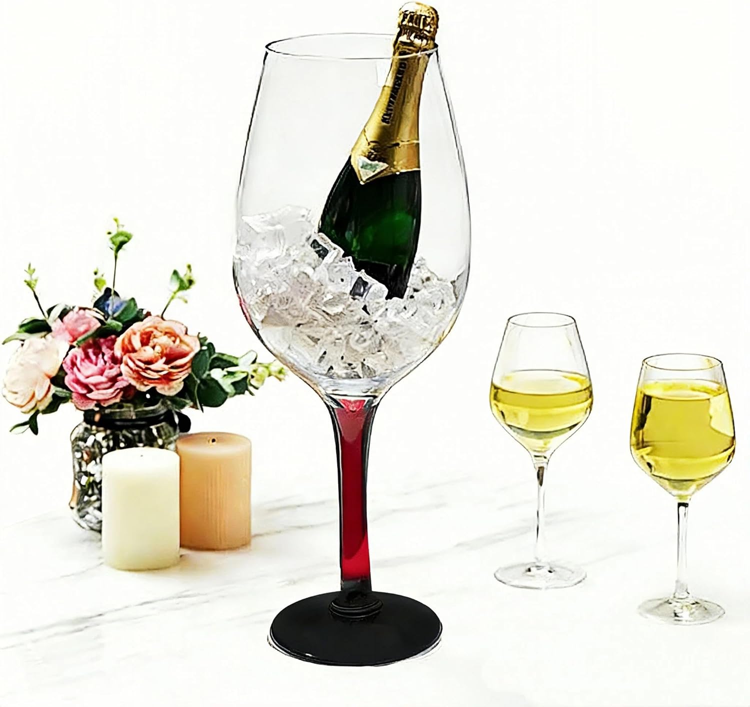 YUANXIN Giant Wine Glass Huge Stemware Creative Oversized Goblet Extra Large Champagne Glasses Beer Mug Red Wine Glasses (Large)