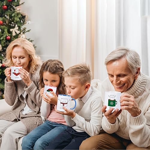 Miniatura 9 de Tazas de Navidad personalizadas para niños, taza de café con nombre personalizado, taza de café, taza de cacao con copo de nieve, regalos