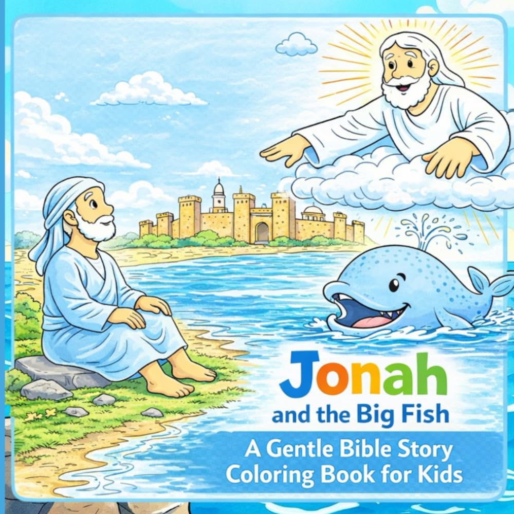 Jonah and the Big Fish: A Gentle Bible Story Coloring Book for Kids