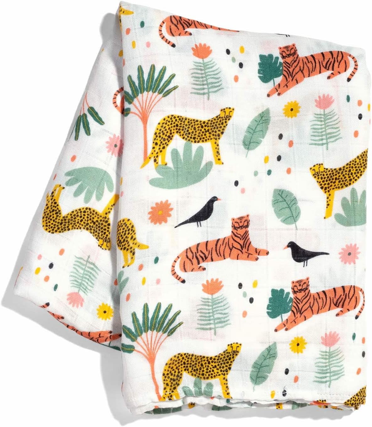 Rookie Humans Super Soft Viscose from Bamboo Muslin Swaddle Blankets for Baby Girls and Boys – Silky Soft – 47 x 47 inches Swaddling Blankets – Newborn Baby Essentials, Jungle