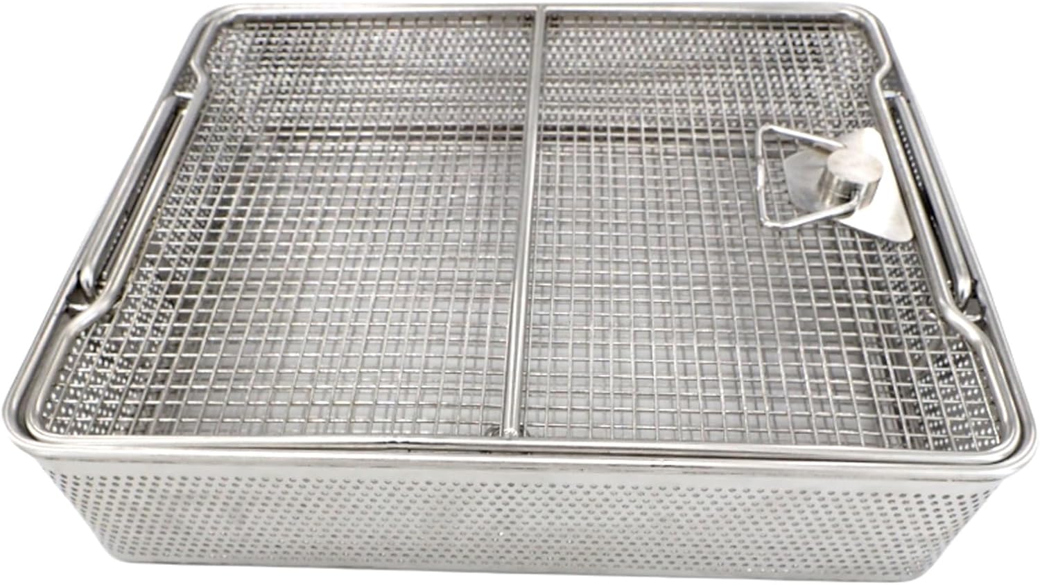 Medical Tray 304 Stainless Steel,Surgical Instrument Tool Tray,0.08in mesh,Medical Instrument Sterilization Basket With Lid,Suitable For Hospitals, Surgeries, Dental Inst(40x30x7cm/15.7x11.8x2.8in)