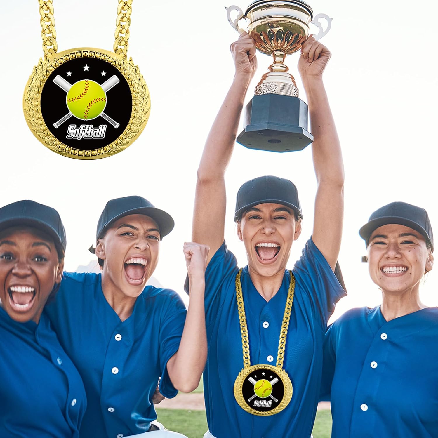 Tondiamo 3 Pcs Sports Turnover Chains for MVP Players 6" Large Champion Medals for Basketball Football Soccer Baseball Softball Volleyball Most Valuable Players Medals for Team Awards