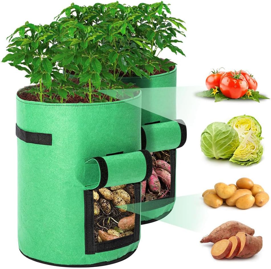 2 Pack 10 Gallon Planting Pouch Fabric Pots Premium Breathable Cloth Bags for Potato Plant Container