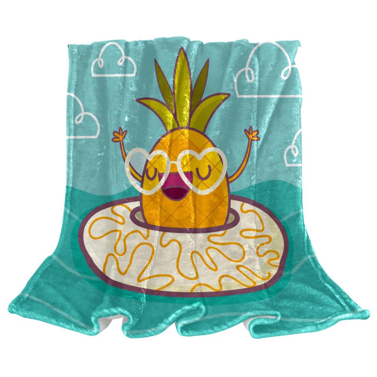 Couverture polaire ananas microfibre 150x130 cm pour canapé