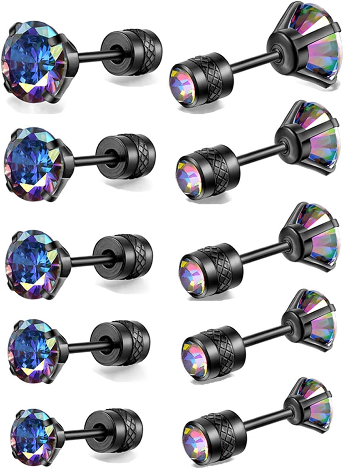 Dainty 8 Pairs Surgical Stainless Steel Earrings 14K Gold Plated Hoop Earrings CZ Stud Earrings for Women Men Lightweight Hypoallergenic Earrings Sets for Multiple Piercing,Suitable for Cartilage,Helix,Lobe,First Hole,Second Hole,Third Hole